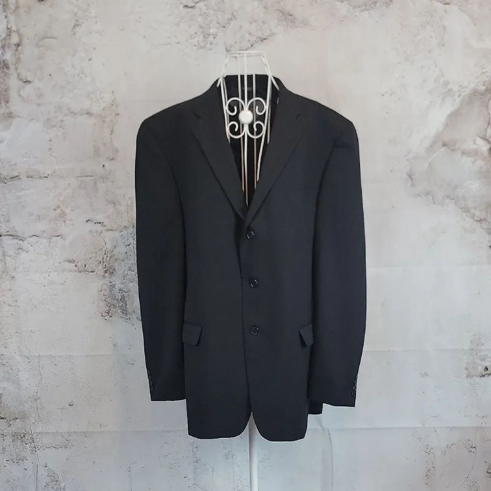 Claiborne Single Breasted Black Men's Suit Blazer Size 48L